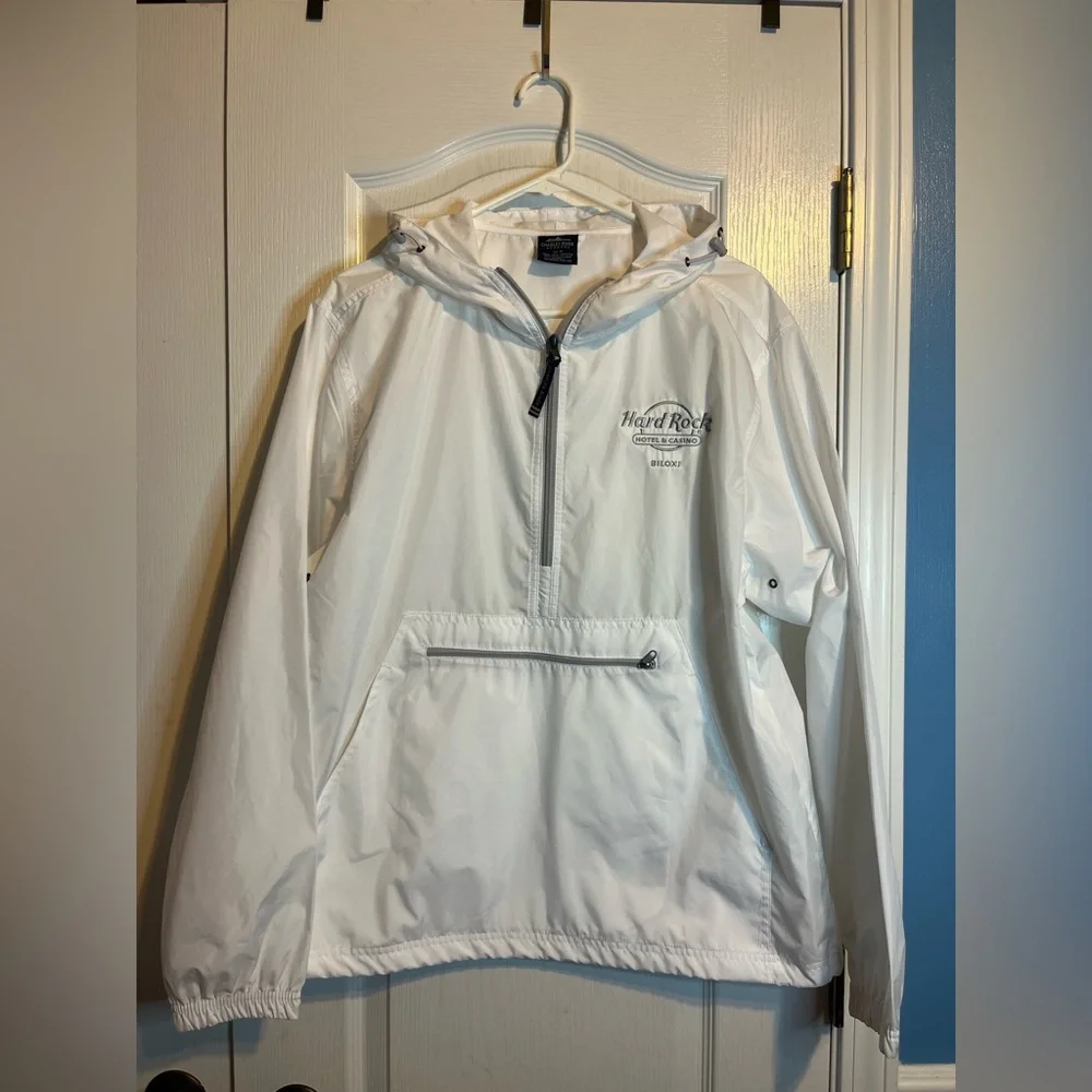 Hard Rock‎ Hotel & Casino Biloxi White Windbreaker Jacket – Size Medium 🎸🎰
